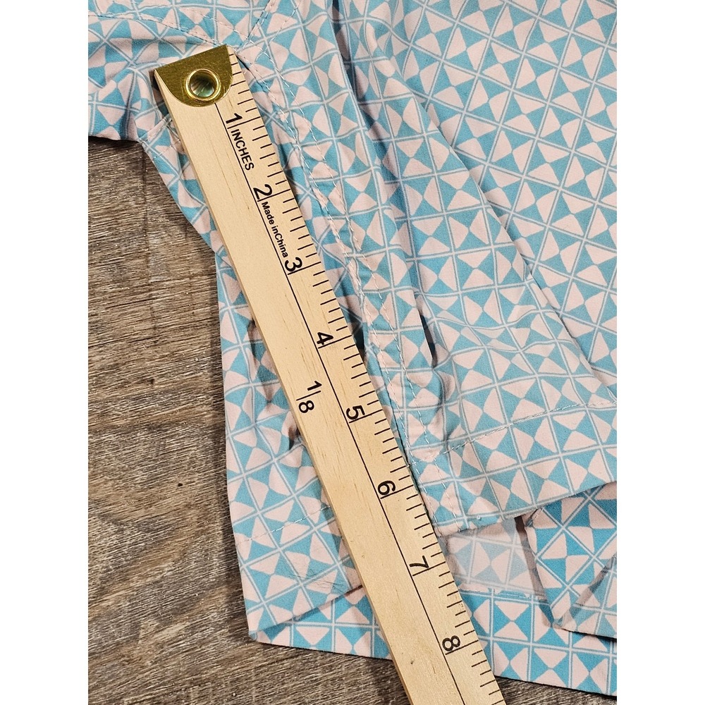 J. Crew Mens Blue Geometric Print Board Shorts Swim Trunks Size 34 7 Inch Inseam - Picture 7 of 9